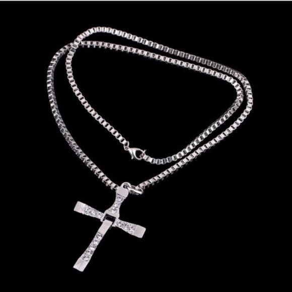 Men's Cross pendant necklace with Swarovski - Picture 2 of 9